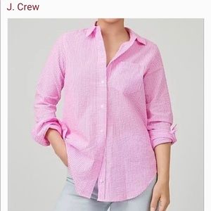 JCrew Pink seersucker button down